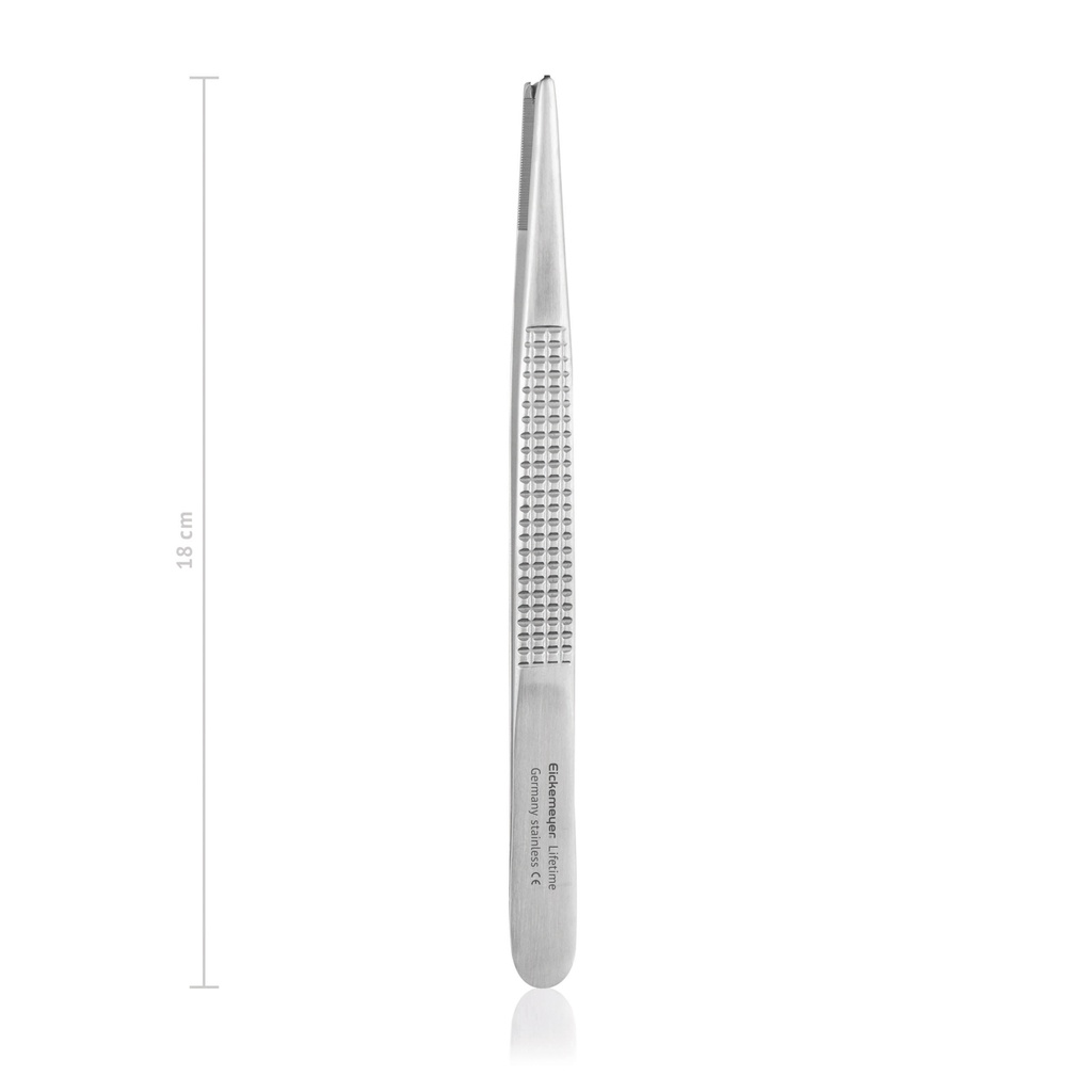 pincet Bonney, chir., 18 cm, 1x2 tanden zwaar model, speciaal geschikt voor thorax- en chirurgie  van weke delen